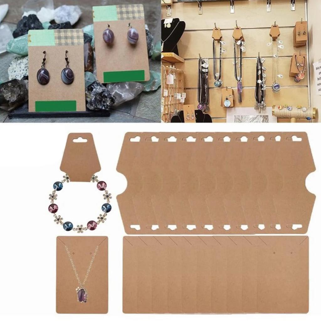 200 Pcs Necklace Display Cards Retro Thick Blank Kraft Paper Tag for Displaying Earring Bracelets Jewelry Stores