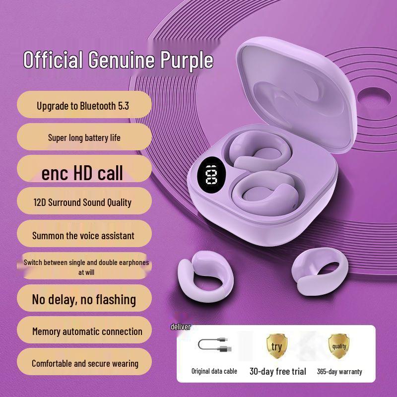 Wireless Bone Conduction Sport Headphones, Clip-On In-Ear/Non-In-Ear, Long Battery Life, Universal
