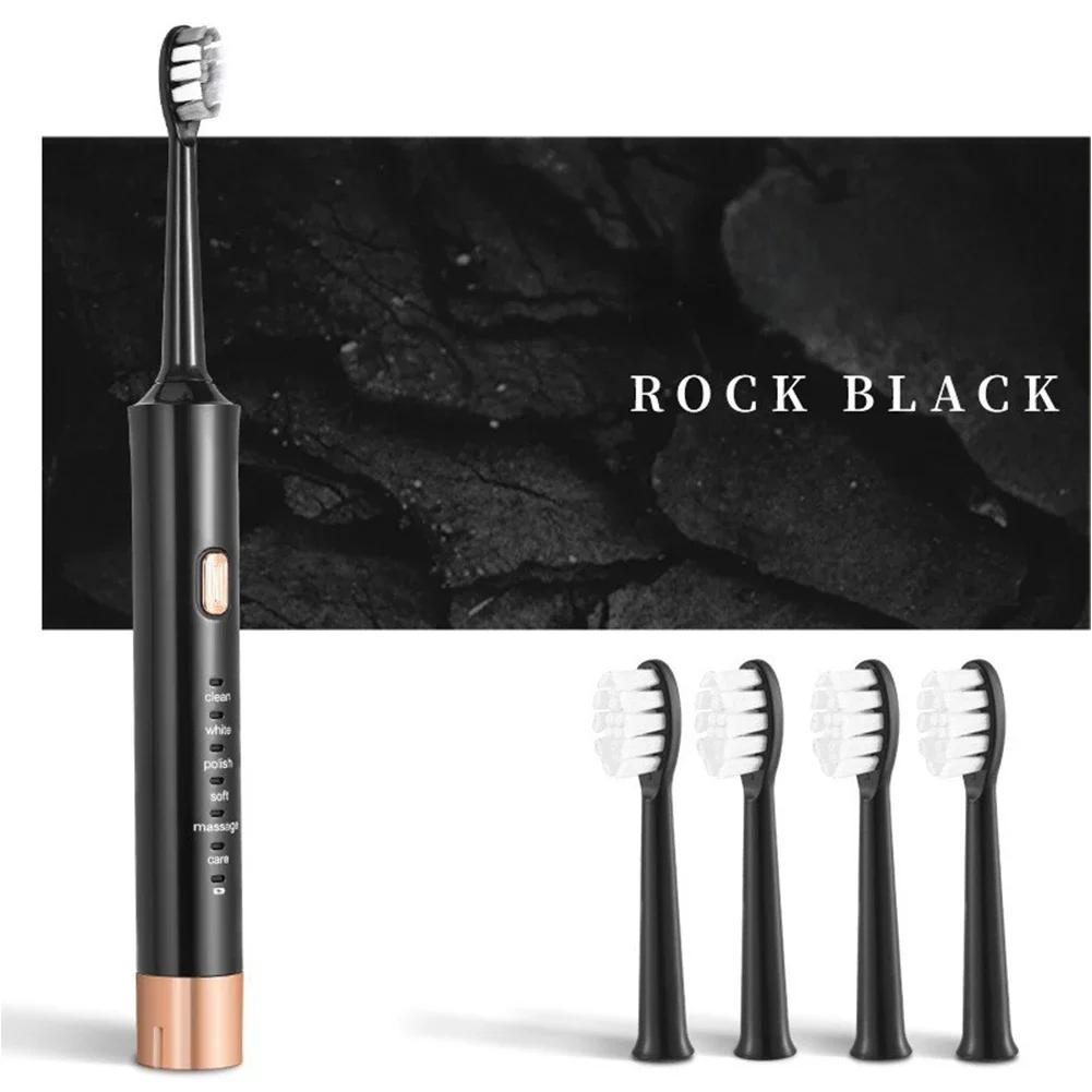

Electric Ultrasonic Toothbrush Home Soft Hair USB Charging Waterproof Adult Tooth Cleaner Automatic Toothbrush чорний