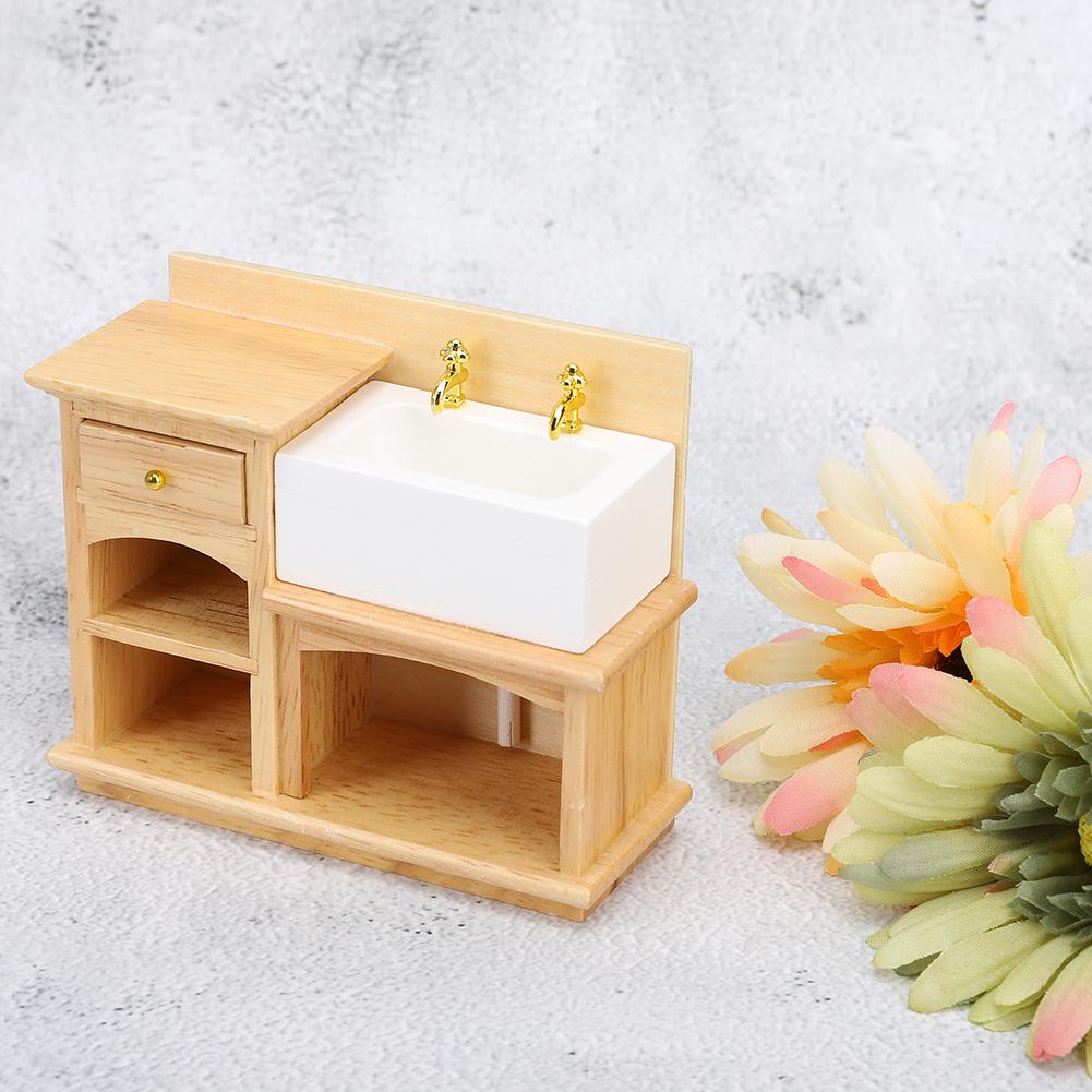 1:12     Accessory  ature Furniture   Kitchen Sink Wooden Wash Basin