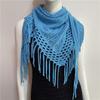 Women's Hollowed Knitted Triangular Scarf Imitation Cashmeres Soft Winter Shawl Wrap Neckerchief Blanket with Fringes