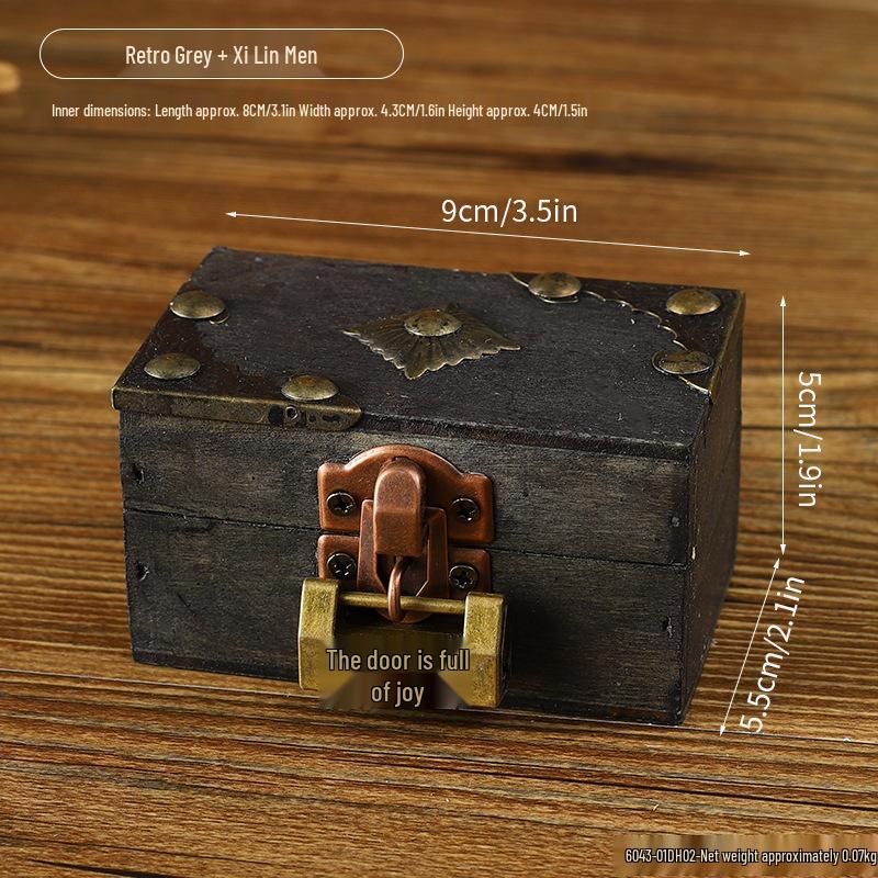 Retro Multi-Color Wooden Jewelry Box: Home Ornament & Escape Room Prop