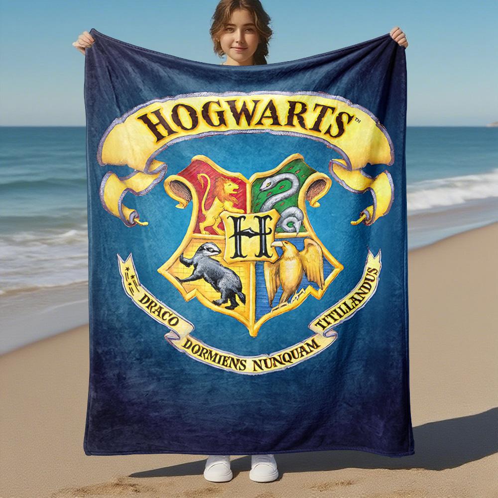 1pc Hogwarts Harry Potter Crest Outdoor Flannel Throw Blanket All Season Soft Warmth,Home Decor 1031229