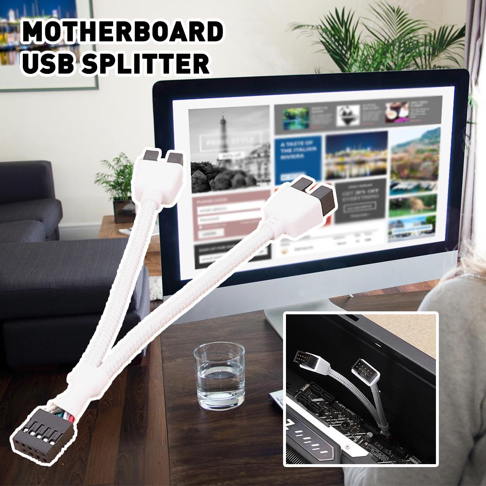 Motherboard USB Extension Cable 9 Pin 1 Female To 2 Male Y Splitter Audio HD Extension Cable Desktop 9 Pin USB2.0 HUB Connector