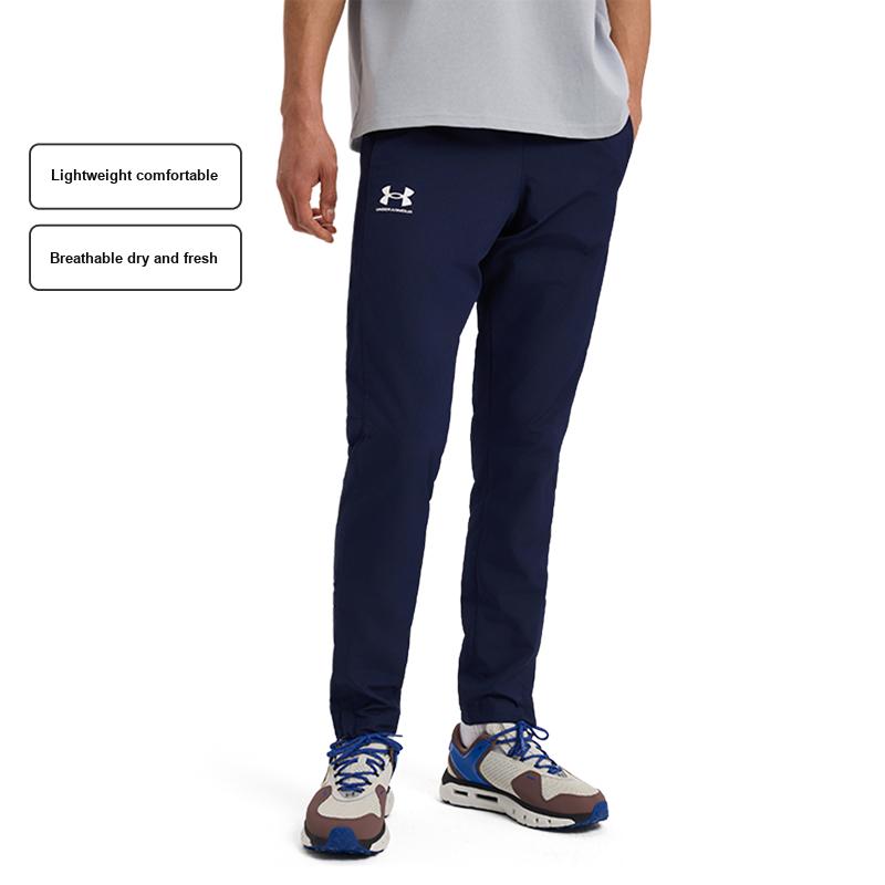 Under Armour Rival Sports Leisure Series Logo Woven Elastic Breathable Casual Pants Men pants Dark-Blue 1390150-410