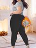Kaffee Fleece Winter Fleecegefütterte Verdickte Übergröße Leggings Damen High-Waist Bauchkontrolle Warme Herbst/Winter Leggings