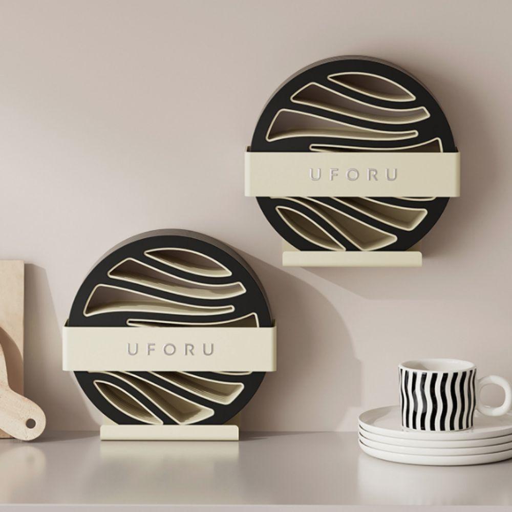 

6Pcs Heat-Resistant Insulation Mat With Storage Rack Coaster Placemat Countertop Beige Square