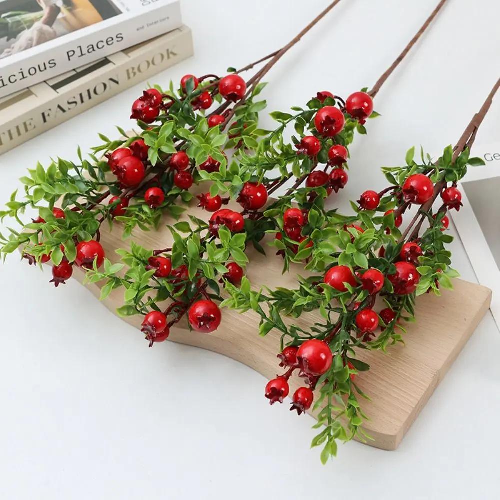 24 Fruit Artificial Pomegranate Branches Plastic Handmade Foam Fruits Branches Elegant Realistic Simulation Pomegranate Fruit