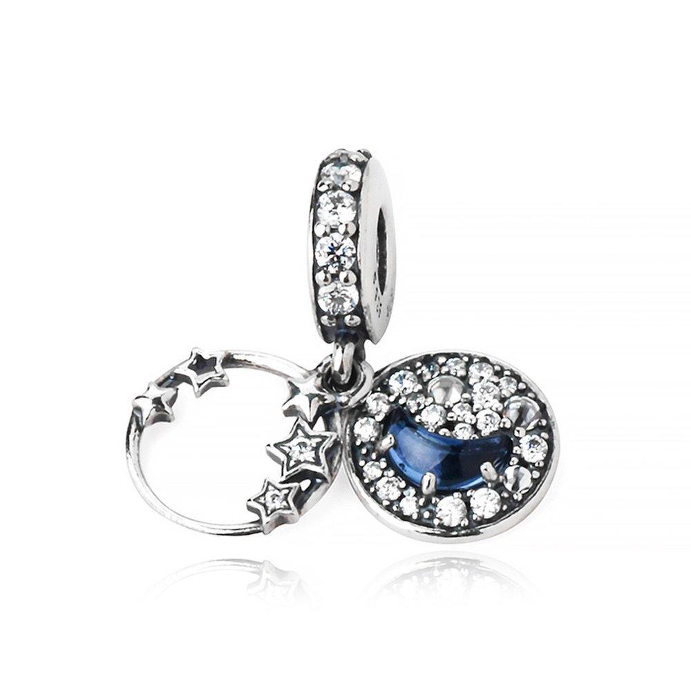 

Pandora 799216C01 Blue Night Sky Crescent Moon Star Dangle Charm