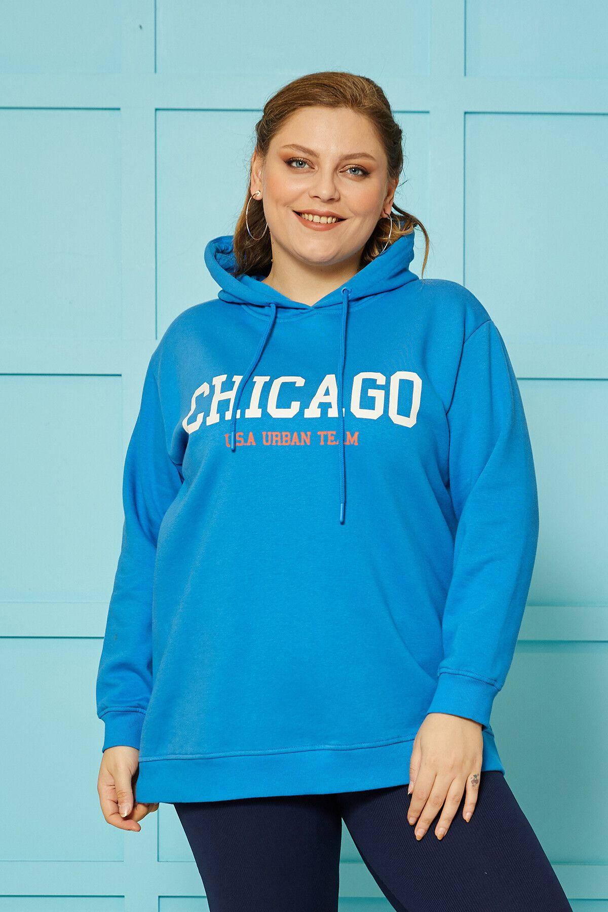 

Women s Style Big Size Sweatshirt Chicago Print Hooded Sweatshirt 8XL/9XL