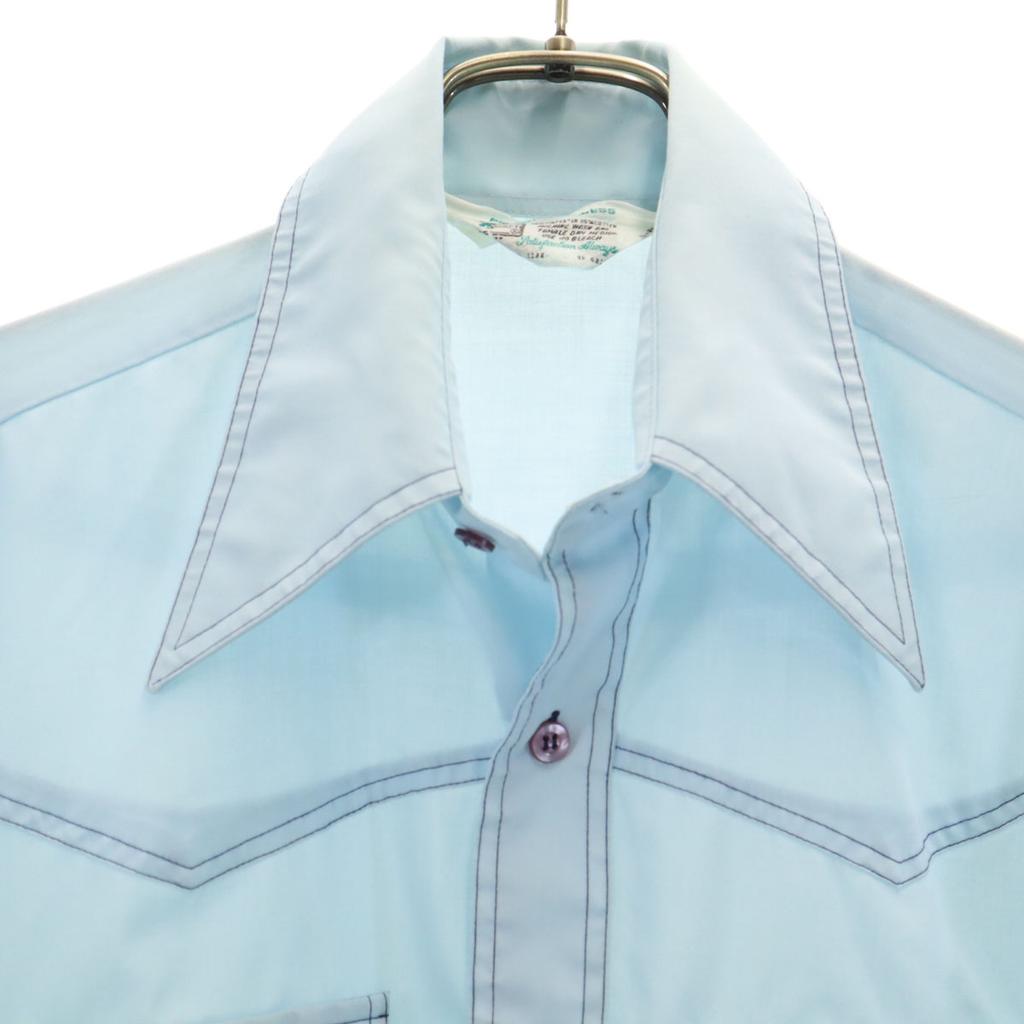 K MART 70s vintage Short sleeve Western shirt light blue Men's Used