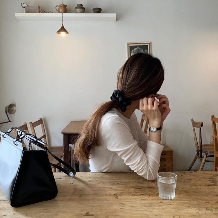 High-end Sense~simple Satin Large Intestine Hair Ring Ins Fat Intestine Hair Rope French Large Intestine Circle Satin Headband Women's Headwear