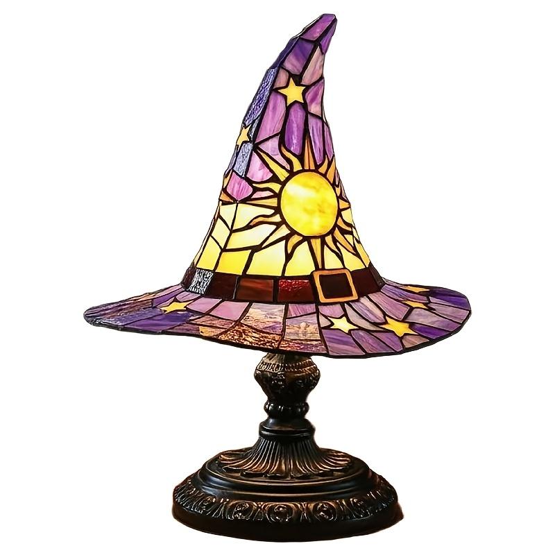

Witch Hat Lamp - Gothic Wizard Hat Light with Purple to Yellow Gradient, USB-Powered Tabletop Decoration for Halloween фиолетовый