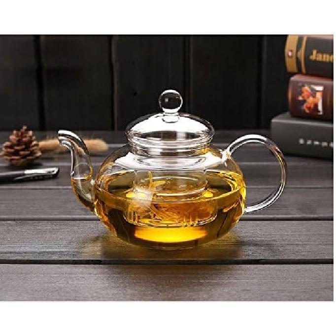 800ML Borosilicate Glass Teapot, Teapot With Glass Infuser, Tea Pot Can be Used On Stovetop (800ml/27oz)