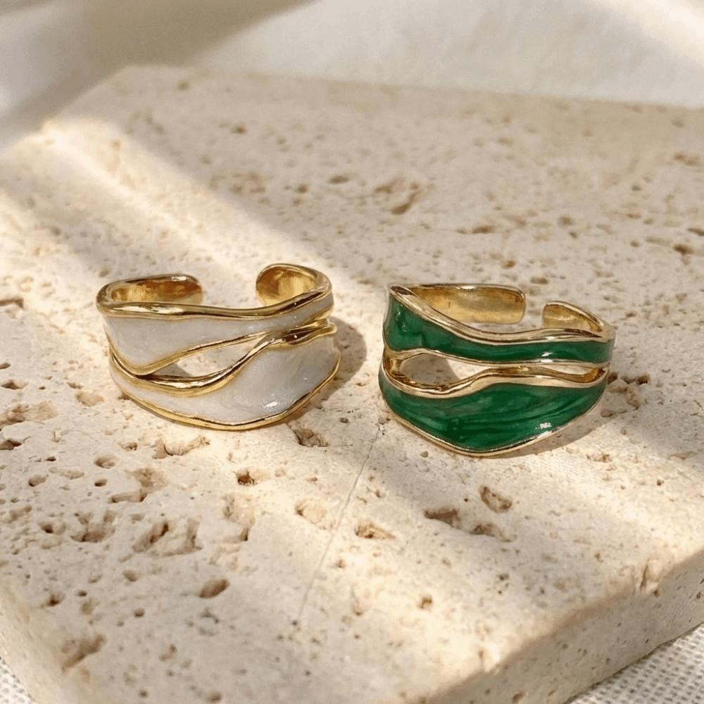 White Color Geometric Ring Vintage Style Metal Ring Vintage Adjustable Ring Girl