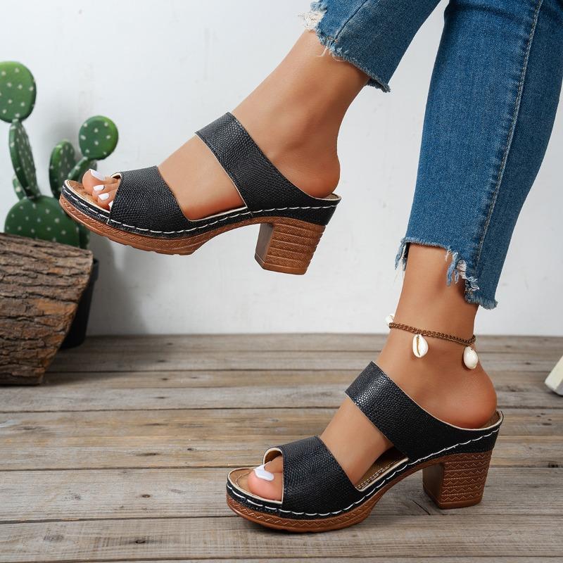 Women's Summer Wedge Open-Toe Slide Sandals, Breathable High-Heel Versatile Casual Footwear, Available In Large Sizes.