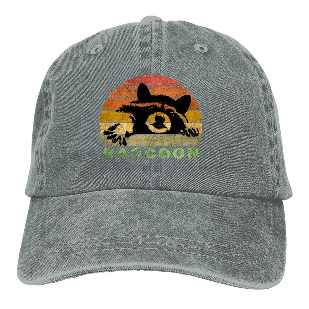Retro Raccoon Baseball Cap Men Hats Women Visor Protection Snapback Raccoon Lover Caps