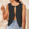Summer New Women's Fashionable And Versatile Solid Color Camisole Knitted Button Vest