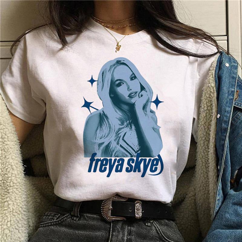 Womens Fashion Freya Skye Print Short Sleeve T Shirt 90s Graphic Vintage Tshirt Women Gothic Y2k Tshirt Streetwear Clothes