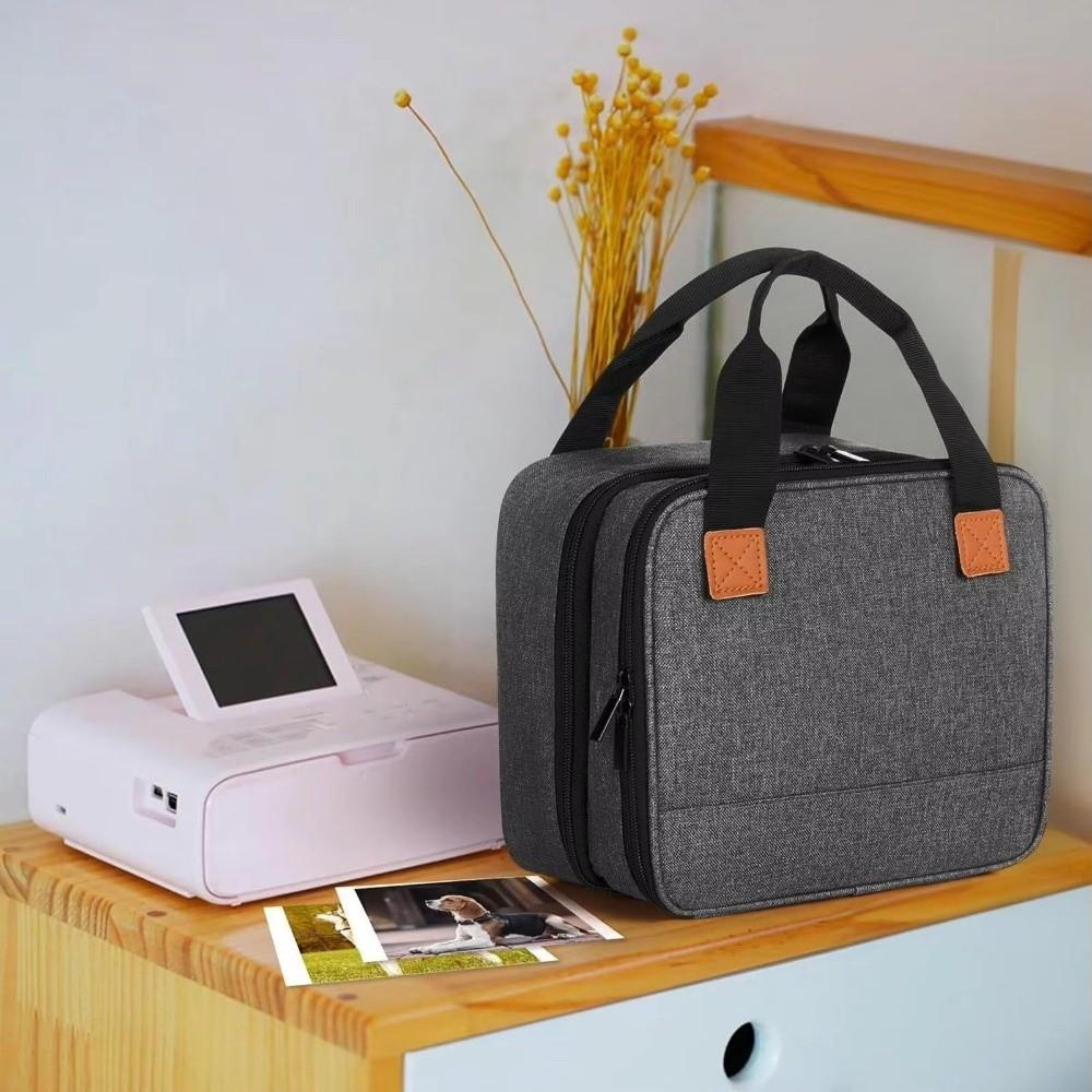 Portable Photo Printer Bag Large Capacity Polyester Photo Printer Carrying Bag with Pockets Detachable Divider Storage Bag