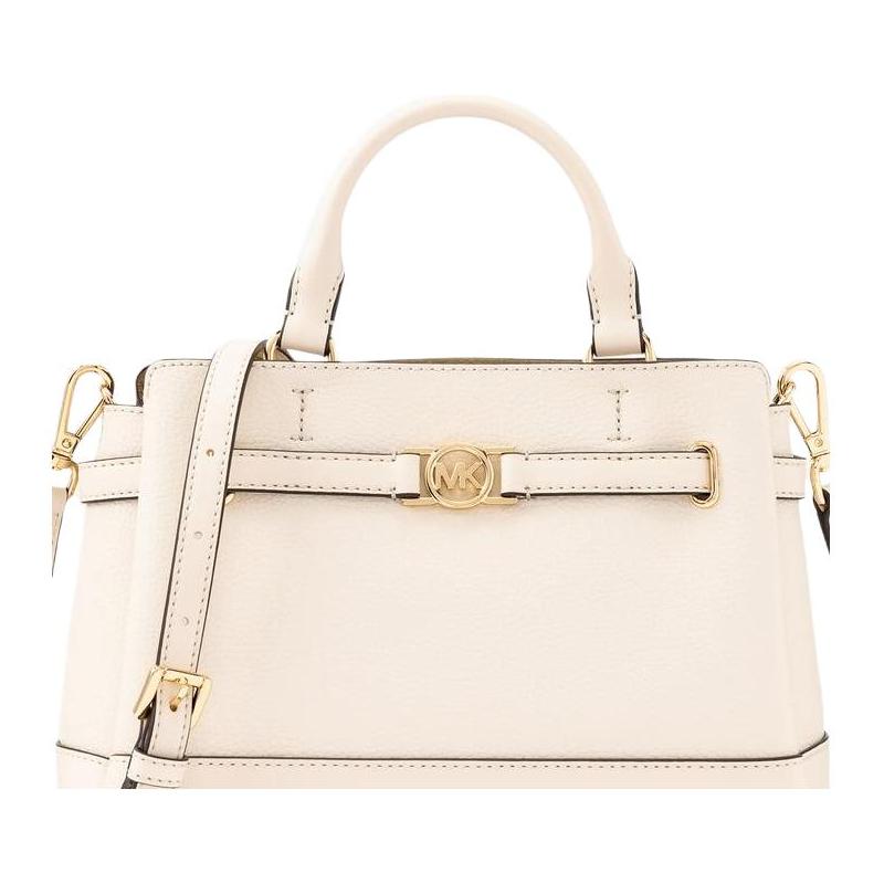 MICHAEL KORS REED Logo Gold Hardware Cowhide Shoulder Crossbody Handbag Small Women's Creamy White