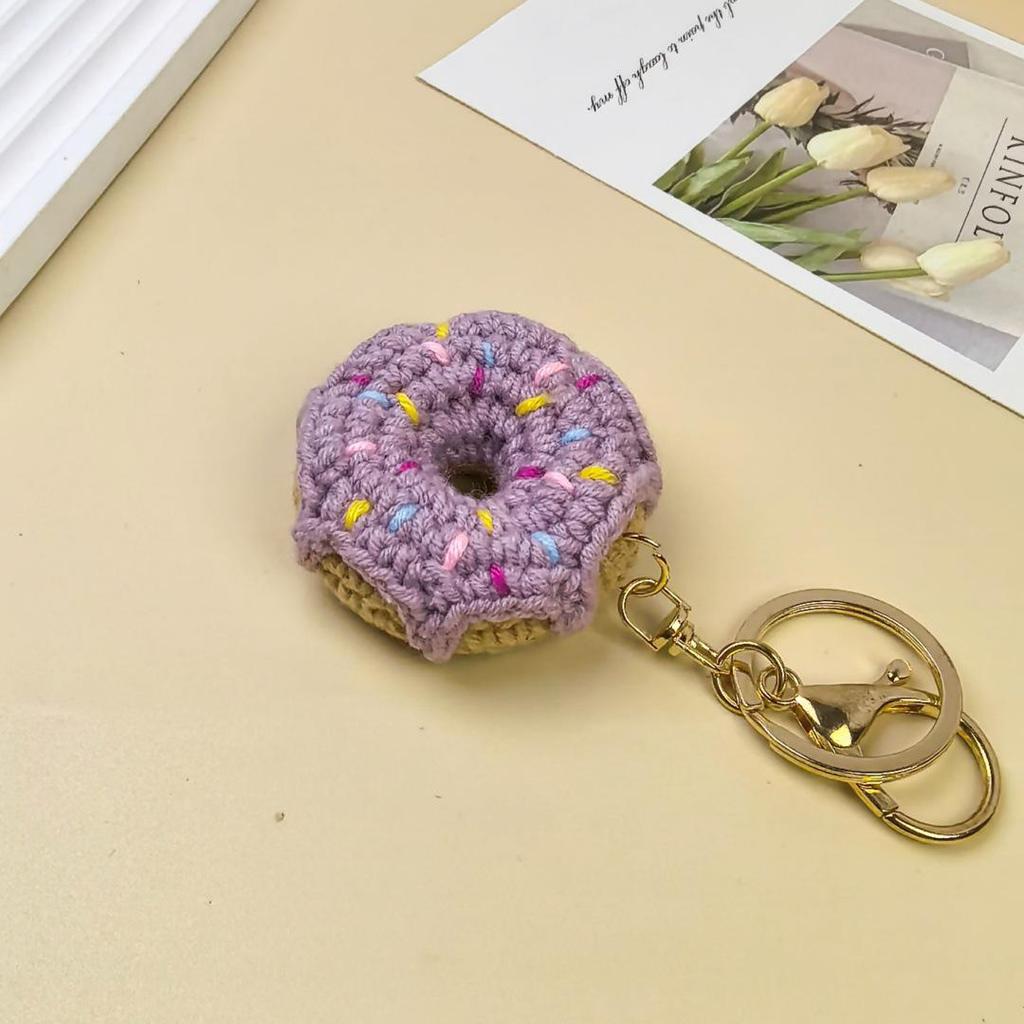Creative Handmade Crochet Donut Keychain Pendant for Kids