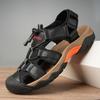 Fashion Summer Soft Comfort Men Sandals Genuine Leather Mens Casual Shoes Outdoor Men Thick Soled Leather Sandals Beach Hollow Out Shoes