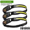 Induction Headlamp COB LED Sensor Head Lamp Built-in Battery Flashlight USB Rechargeable Head Torch 5 Lighting Modes Headlight