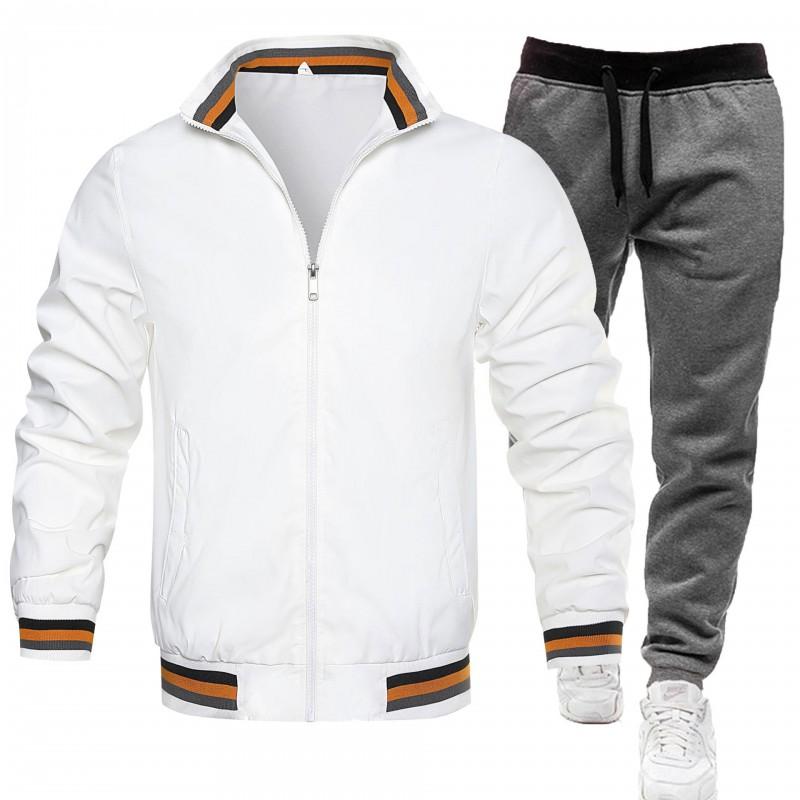 Mens Casual Tracksuit Long Sleeve Zip Jacket Pants Set Sportswear