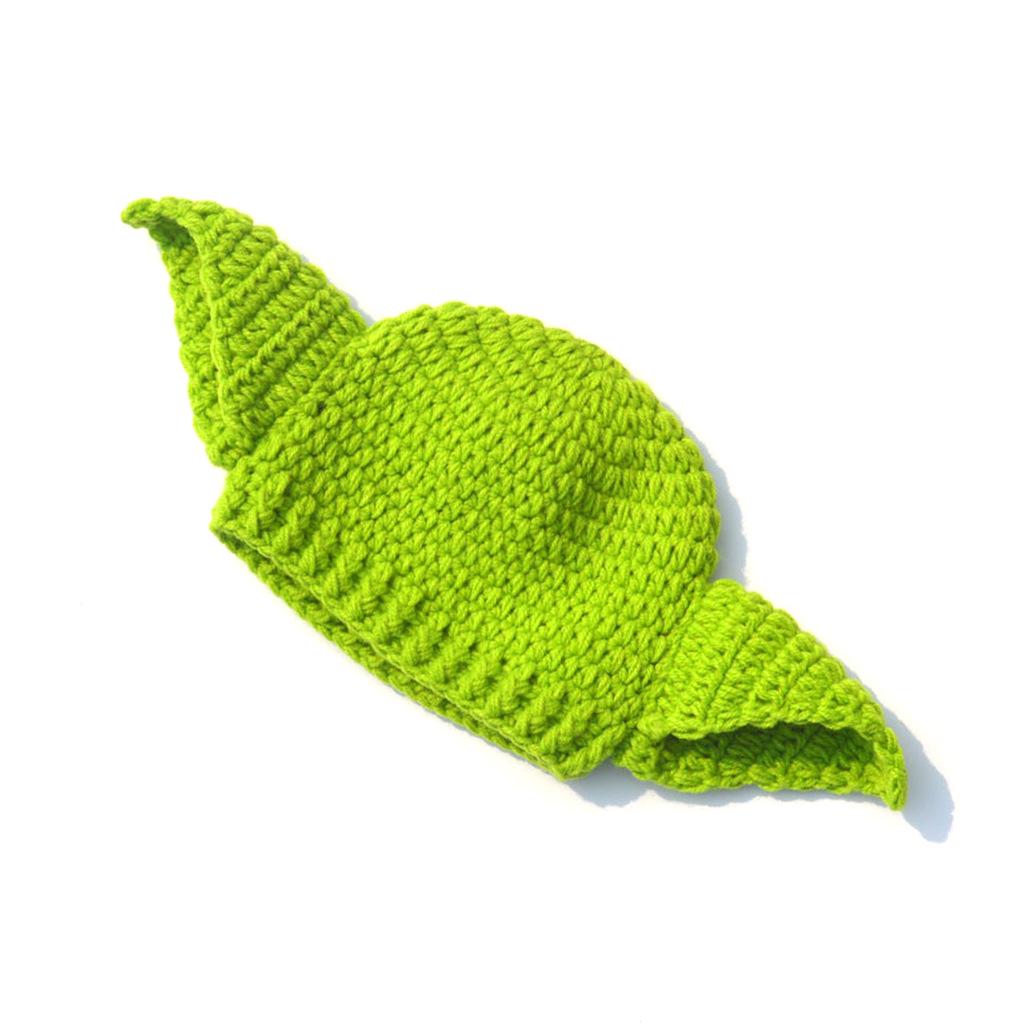 Ručně vyrobený zelený Yoda vlněný outfit pro miminkovské focení