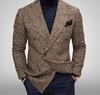 Autumn Winter Men's Blazers Jackets Knit Men Blazer Slim Fit Fashion Versatile Casual Checkered Long Sleeves Suit Coat
