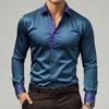 2025 Herren Neue Modische Hohe Qualität Gold Muster Satin Hohe Qualität Herren Langarm Kragen Hemd Geeignet für Party Wearin
