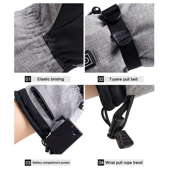 Electric Heated Gloves Battery Operated Winter Ski Gloves Waterproof Touchscreen Warming Gloves for Outdoor Motorcycle Hiking