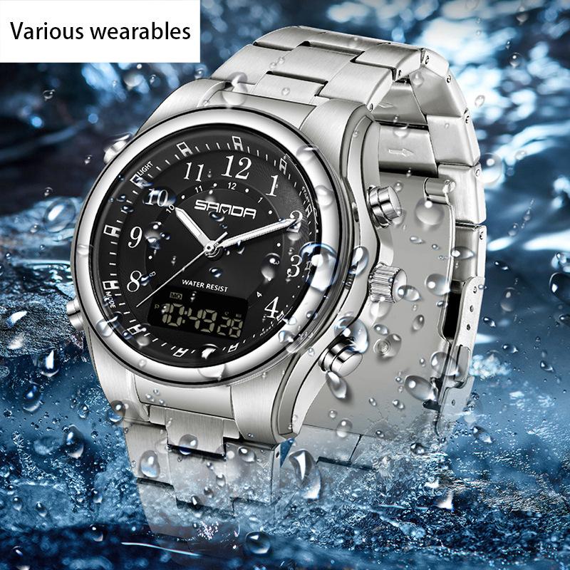 Steel Band Electronic Watch Multifunctional Men's Electronic Watch Waterproof Alarm Clock Watch