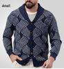 Vintage Cardigans for Men Shawl Collar Knit Cardigan Sweaters Button Down Knit Sweater Casual Long Sleeve Cardigan Men's Spring Fall Knitted Jacket