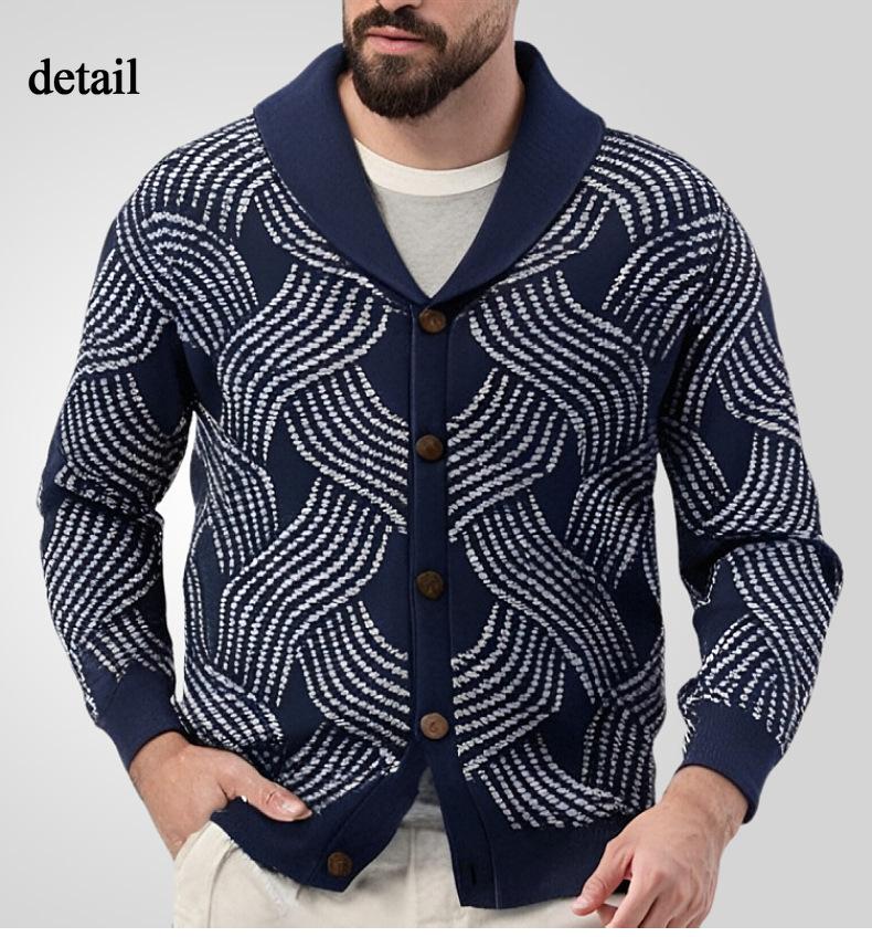 Vintage Cardigans for Men Shawl Collar Knit Cardigan Sweaters Button Down Knit Sweater Casual Long Sleeve Cardigan Men's Spring Fall Knitted Jacket