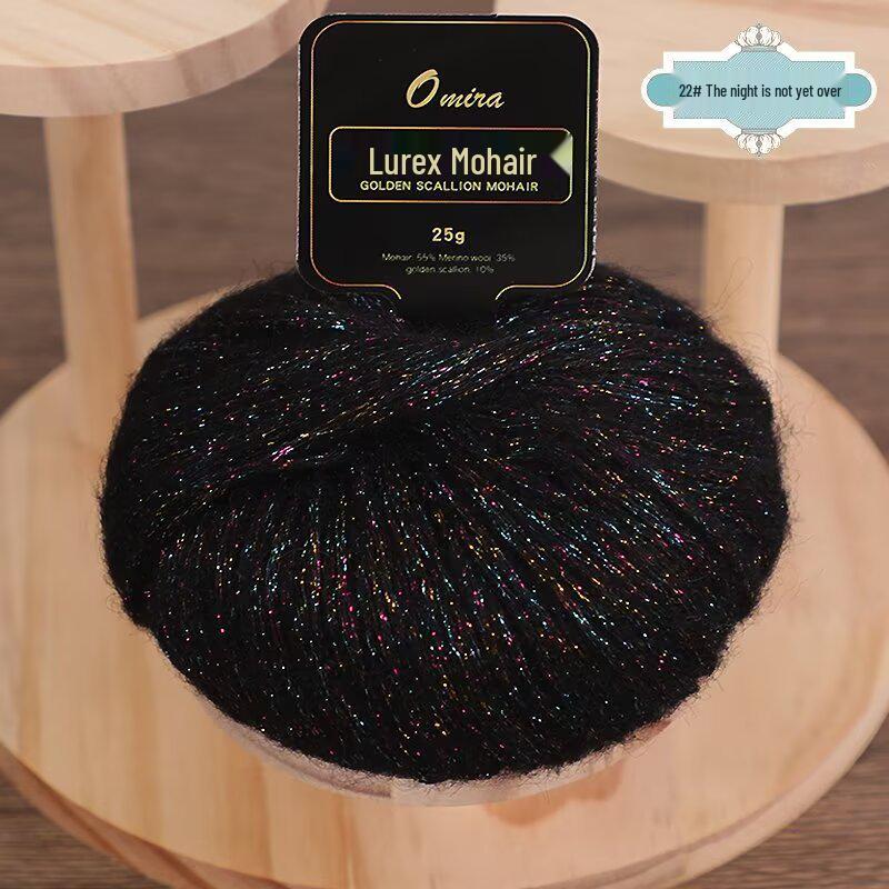 Gold Lurex Mohair Silk Yarn 25g for Knitting Scarves, Gloves, Hats, and Shawls