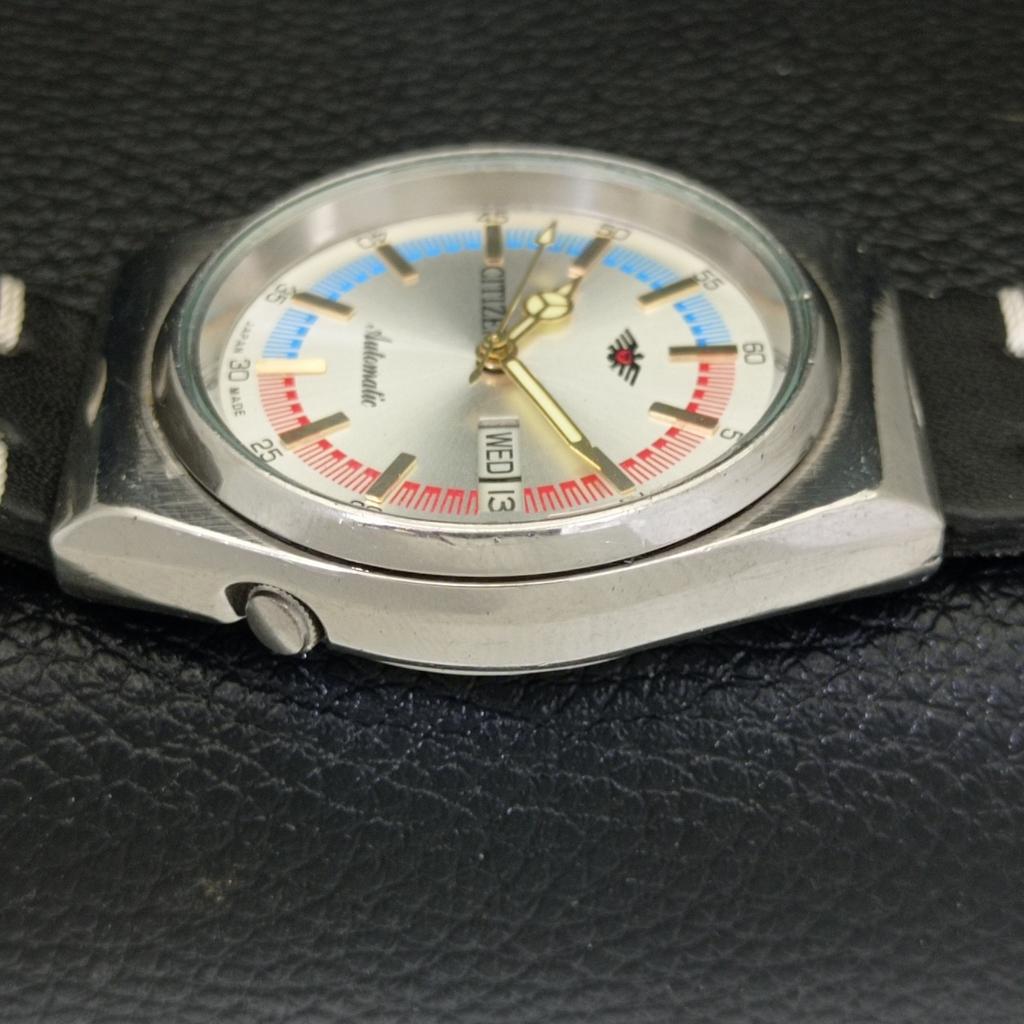 JAPAN MENS VINTAGE CITIZEN AUTOMATIC 8200 SILVER COLOR DIAL WATCH A500294-2 R151b-a500294