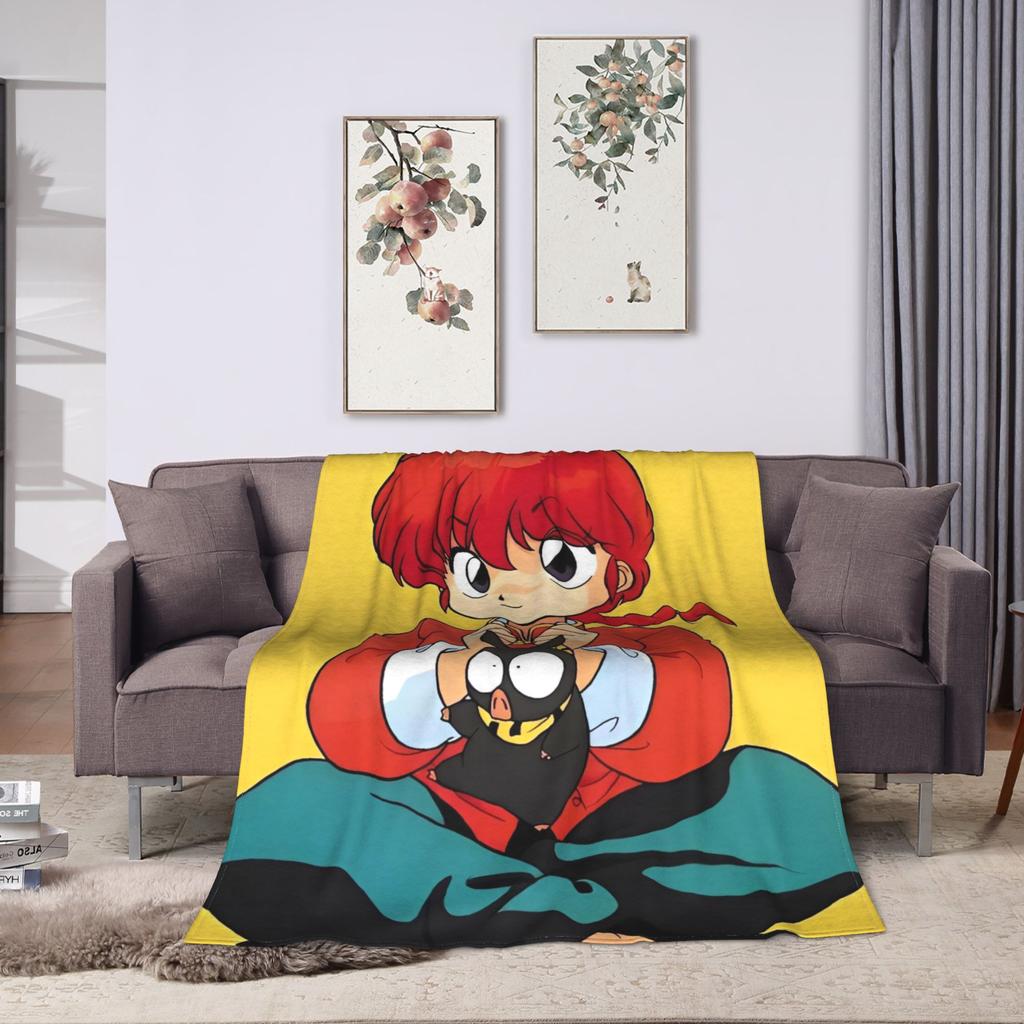 P Chan  Ranma Plush Blankets Boy Girl  Flannel Throw Blanket For Home Decor Super Warm Custom DIY Quality Bedspread Gift Idea