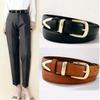 Versatile Korean Decorative Ladies Leather Dress Belt with Retro Gold Pin Buckle