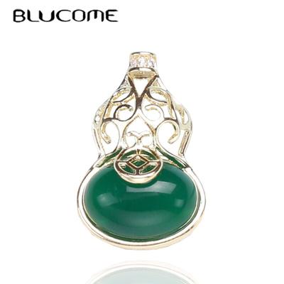 New Jewelry All-match Hollow Gourd Brooch Fulu Inlaid Hetian Jasper Women Pins Accessories