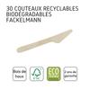 Pack of 30 Disposable Wooden Knives Fackelmann Move Ref. 31027