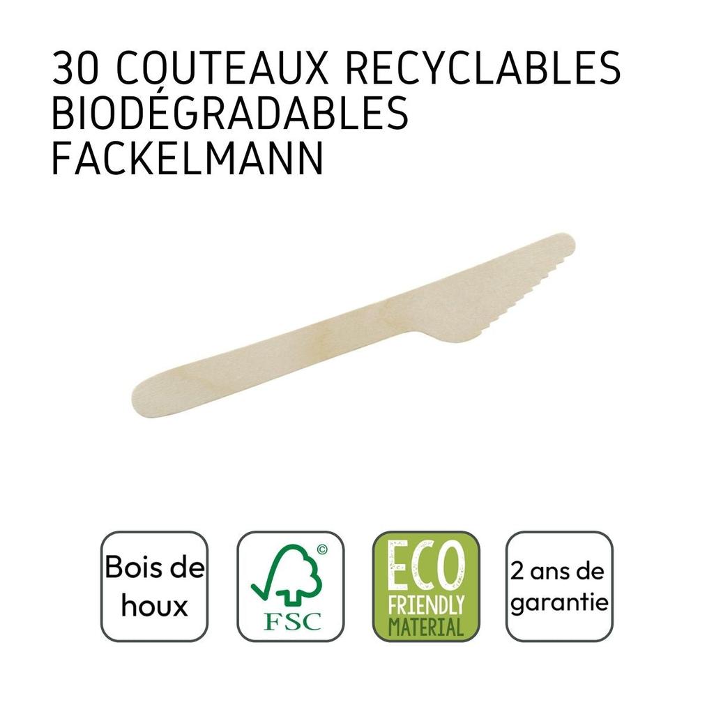 Pack of 30 Disposable Wooden Knives Fackelmann Move Ref. 31027