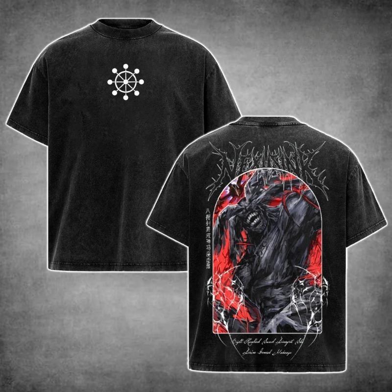 Hot Anime Jujutsu Kaisen Higuruma Hiromi Print T-shirt Men Short Sleeve Clothing Cotton Tshirt Retro Washed T Shirt Manga Tops