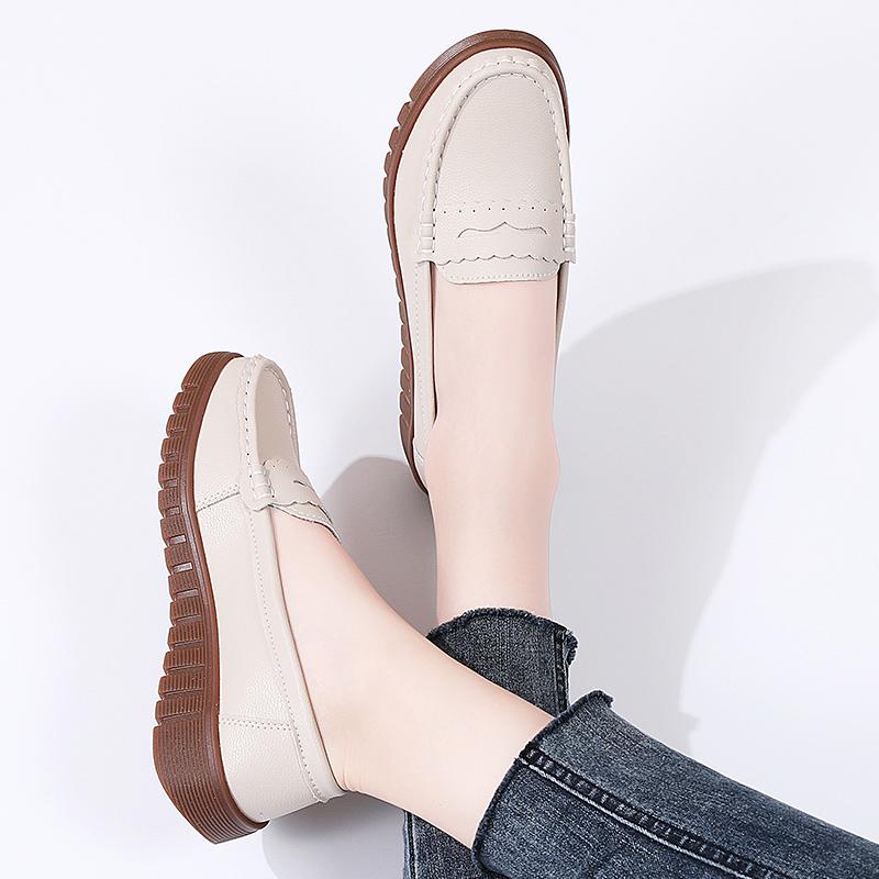 Weiche Mokassins für Damen zum Hineinschlüpfen, lässig, elegant, für den Sommer, atmungsaktives Leder, schwarze Mokassin-Schuhe