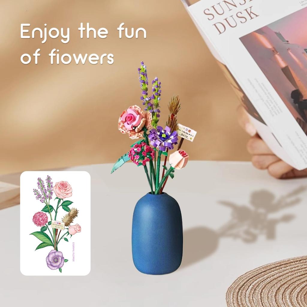 Mini Block Kids Building Toys Bricks Flowers Puzzle Pot Plants Girls Gift Home Decor (1657-1659(With Box))