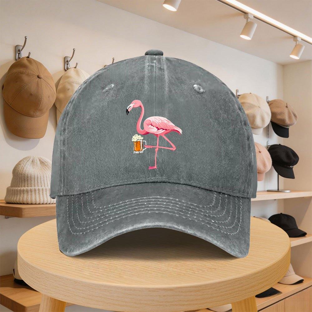 Herren Baseballkappe mit Flamingo-Bier-Grafik Modische Lässige Verstellbare Mütze für Frühling Herbst Ausflüge Reisen Strand Vaca
