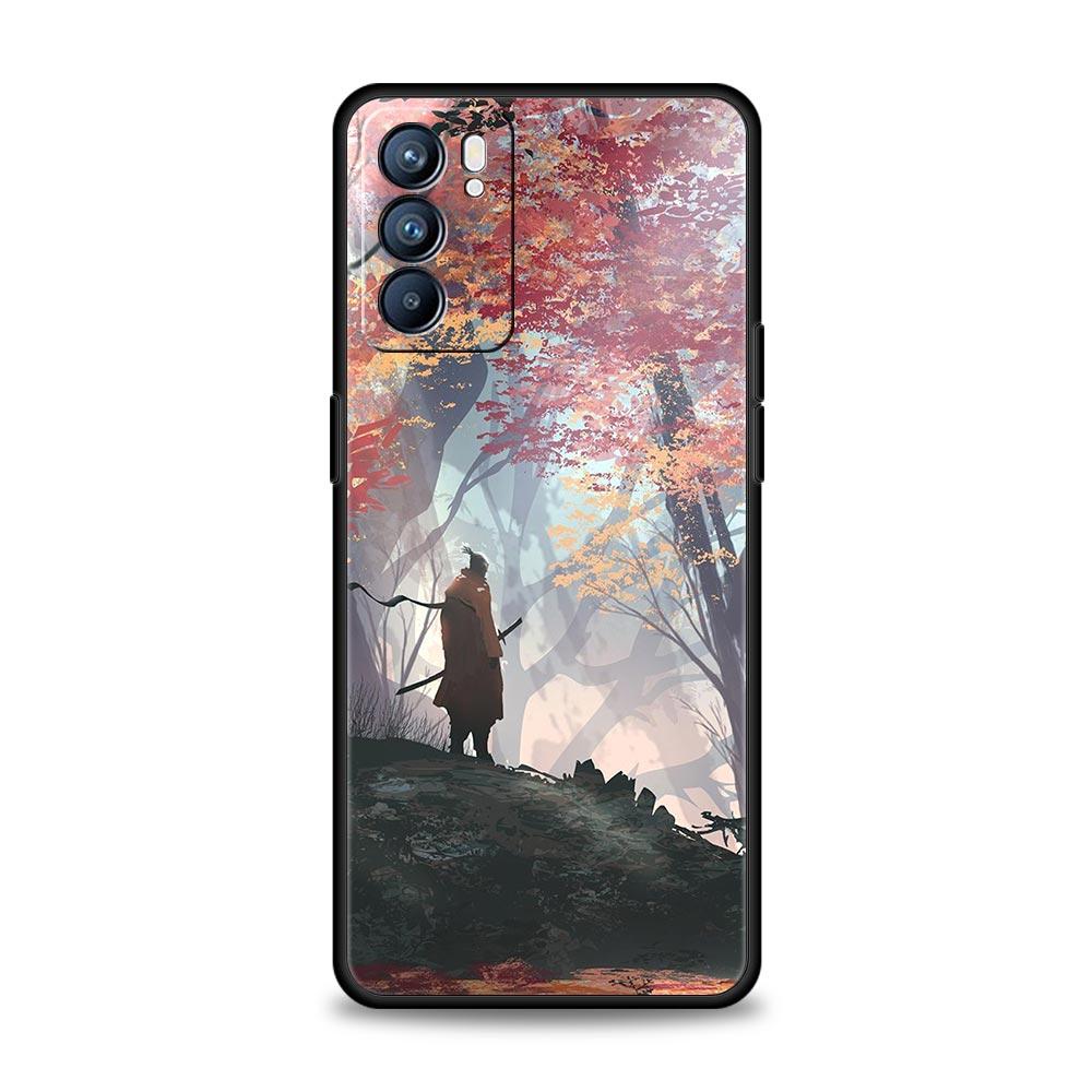 Japonské Bushido Samurajské puzdro pre Oppo Find X6 X5 A54 A53 A52 A9 2020 A15 A95 A17 A16 A76 A74 A57 Reno7 Reno6 Pro Plus 5G Kryt