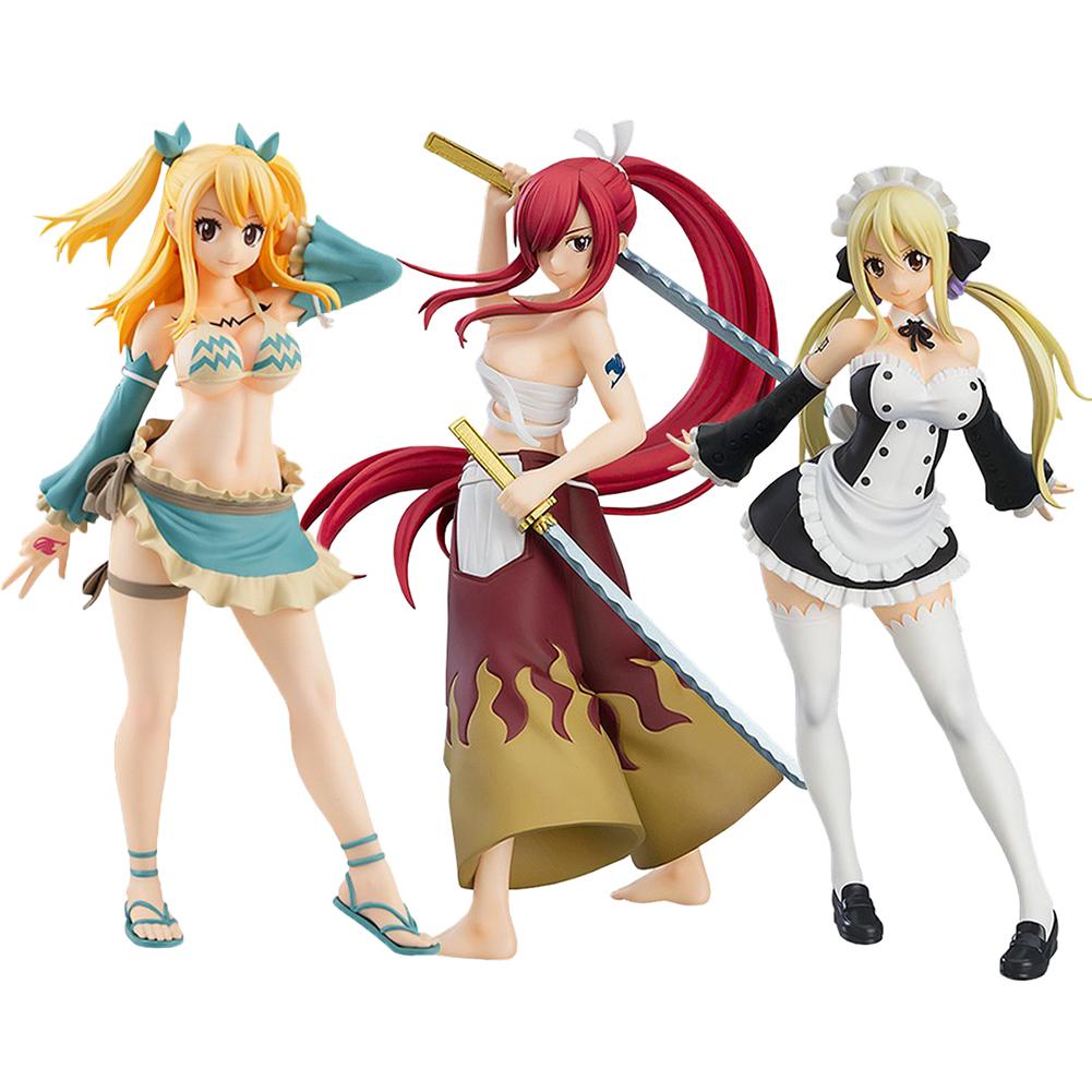 Anime Lucy Heartfilia Figure Aquarius Girl Lucy Standing Pose Action figure Erza Scarlet figurine Doll Collection Adult Boy Gift