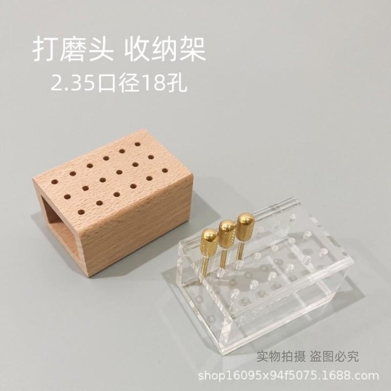 Стойка-дисплей для шлифовальных головок для нейл-арта с множеством отверстий Основание для хранения из необработанного дерева и акрила 18 Holes Storage Rack Raw Wood 733₽